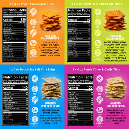 Every Body Eat Snack Thins, Four Flavor Variety Pack, Vegan, Gluten Free and Dairy Free (Pack of 4)