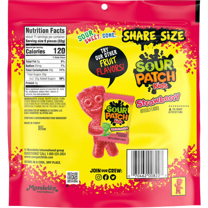SOUR PATCH KIDS Strawberry Soft & Chewy Gummy Candy, Share Size, 12 oz
