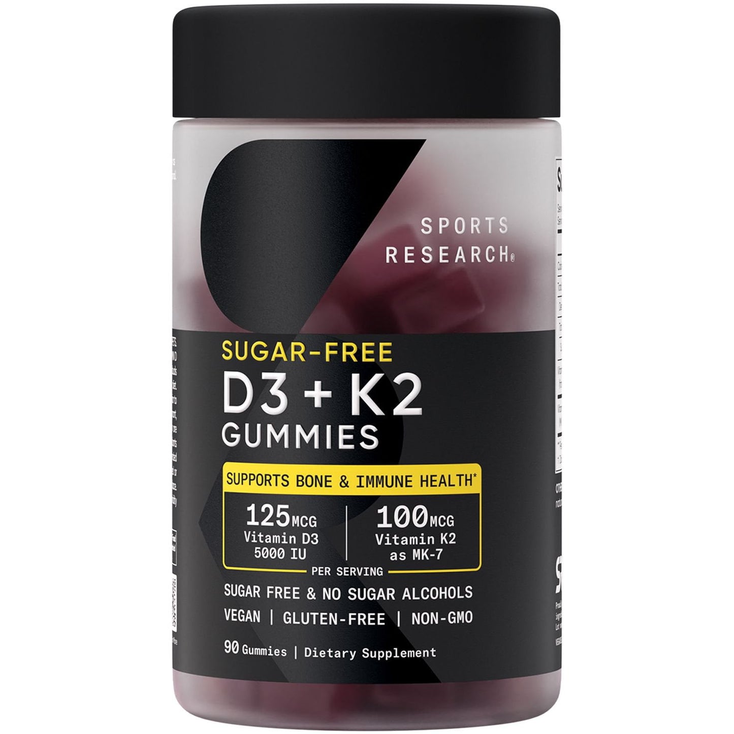 Sports Research Vitamin D3 + K2 Gummies, Plant-Based, 90 ct