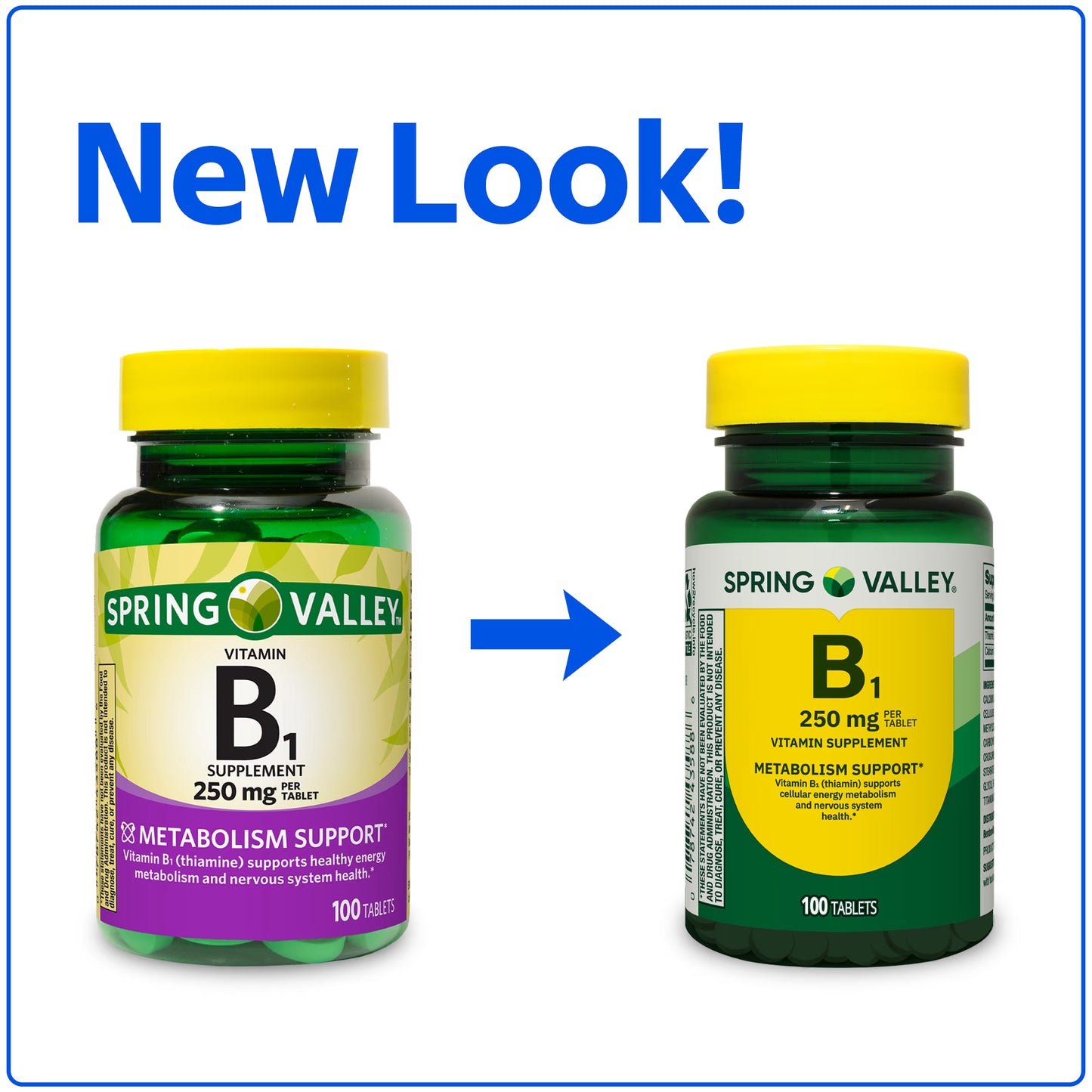 Spring Valley Vitamin B1 Supplement Tablets for Metabolism Support, 250 mg, 100 Count