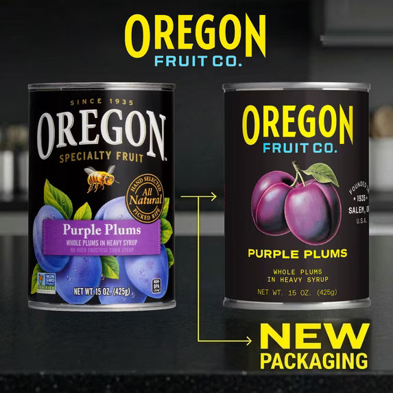 Oregon Fruit Co. Canned Purple Plums in Heavy Syrup, 15 oz Can