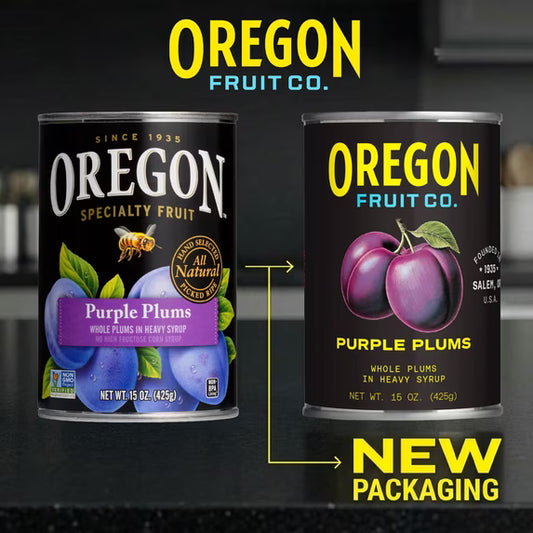 Oregon Fruit Co. Canned Purple Plums in Heavy Syrup, 15 oz Can