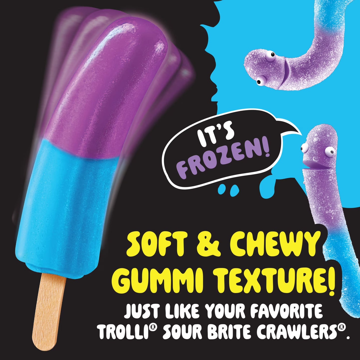 Trolli Frozen Gummi Pops Sour Gummy Candy Frozen Snacks, Very Berry, 10 count