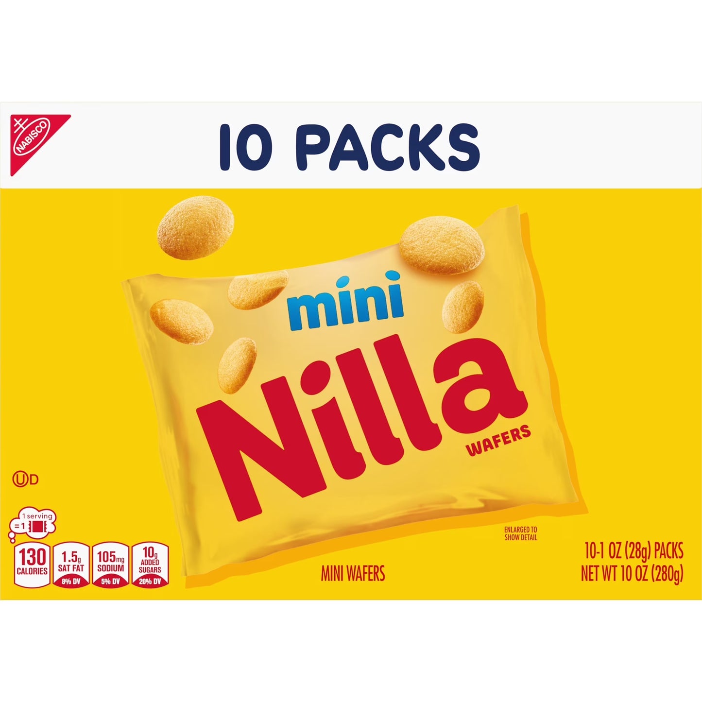 NILLA Wafers Mini Vanilla Wafer Cookies, 10 Snack Packs