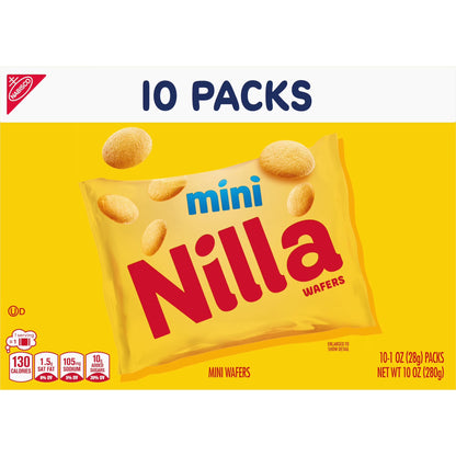 NILLA Wafers Mini Vanilla Wafer Cookies, 10 Snack Packs