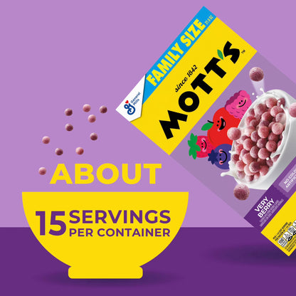Mott's Very Berry Cereal, Made with Apple Puree, Whole Grain, Family Size, 21.6 oz
