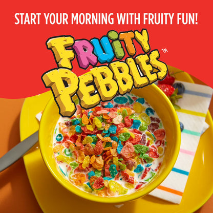 Post Fruity PEBBLES Breakfast Cereal, Gluten Free, Sweetened Puffed Rice, 32 oz Bag
