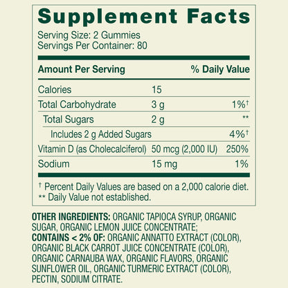 Spring Valley Vitamin D3 Gummies, 50 mcg, 160 Count, Supplement for Bone and Immune Health, Assorted Fruit