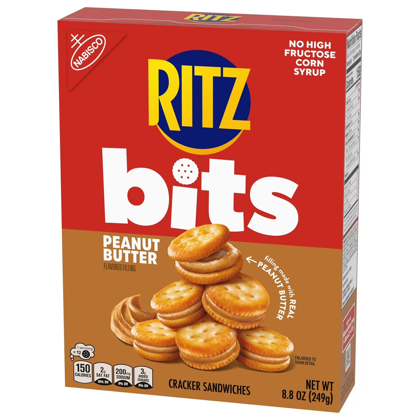 RITZ Bits Peanut Butter Sandwich Crackers, Snacks for Kids and Adults, Lunch Snacks, 8.8 oz