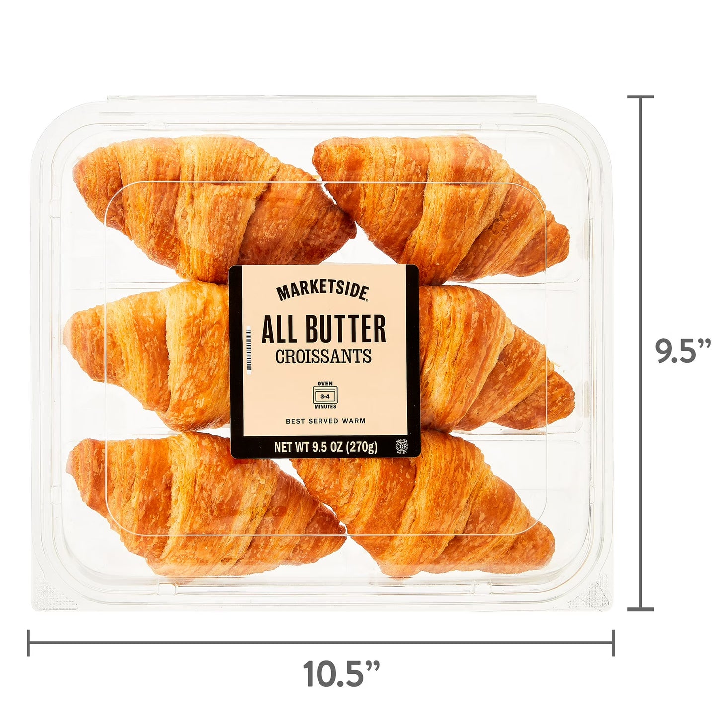 Marketside All Butter Whole Baked Croissants, 9.5 oz, 6 Count