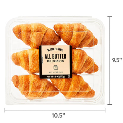 Marketside All Butter Whole Baked Croissants, 9.5 oz, 6 Count
