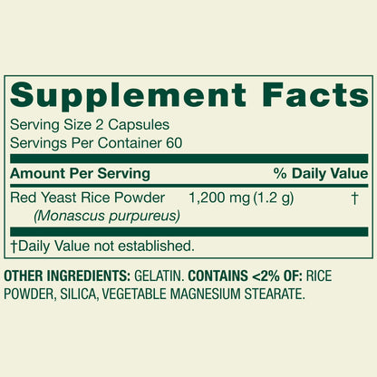 Spring Valley Red Yeast Rice Dietary Supplement Capsules, 600 mg, 120 Count