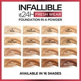 (2 pack) L'Oreal Paris Infallible Fresh Wear 24 Hr Powder Foundation Makeup, 330 Hazelnut, 0.31 oz