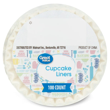 (12 pack) Great Value Mini Cupcake Liners, White, 100 Count