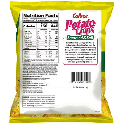 Calbee Potato Chips Seaweed & Salt Flavored 2.8 oz