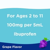 Equate Children's Pain Reliever/Fever Reducer Ibuprofen Oral Suspension, Grape Flavor, 100 mg, 4 fl oz