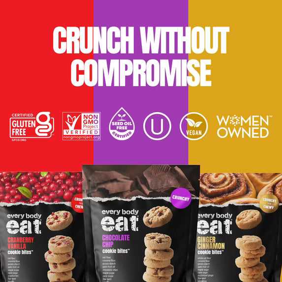 Every Body Eat Crunchy Cookie Bites, Gluten & Dairy Free, Vegan, School Lunch Snacks, (5 Ounce (Pack of 3), Variety Pack)