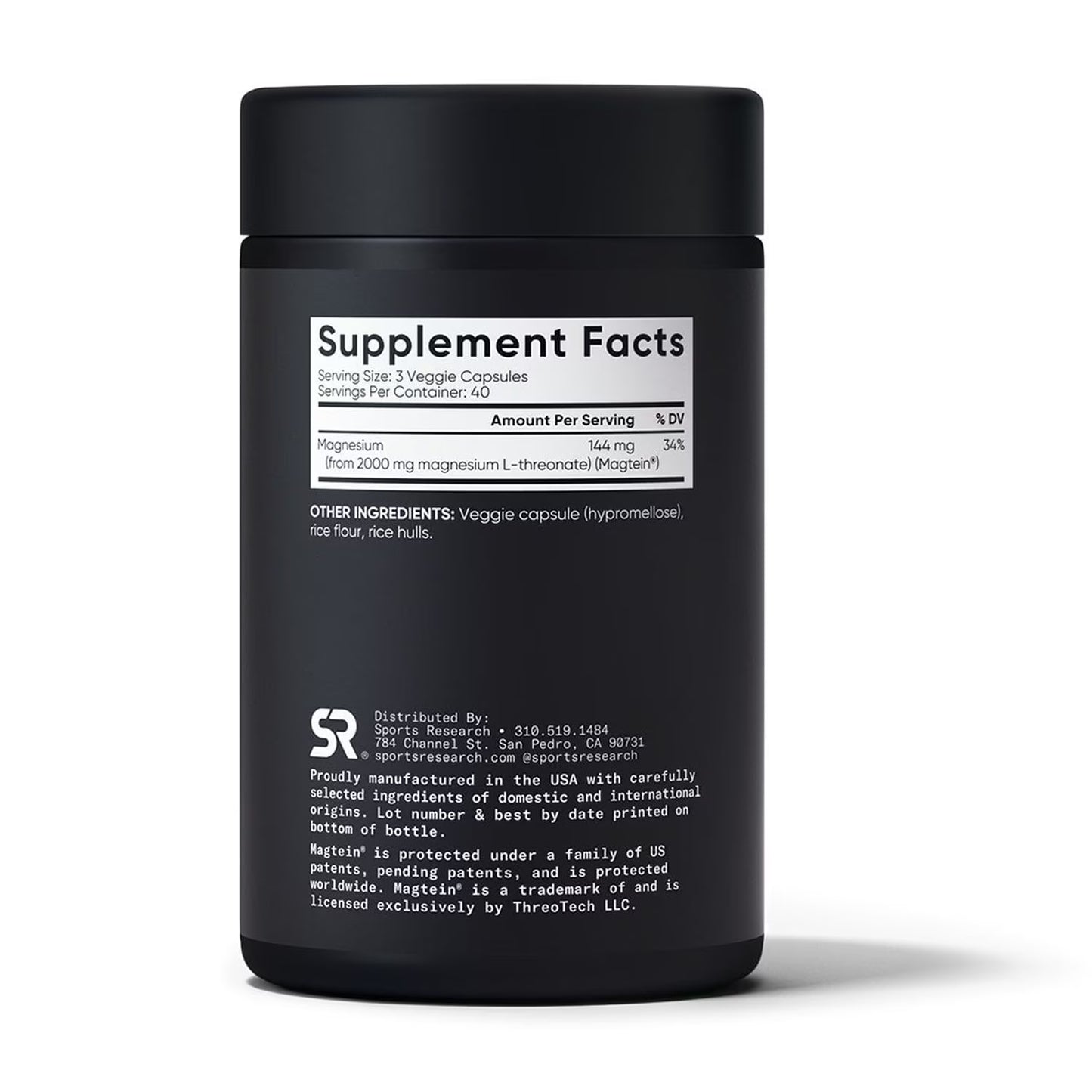 Sports Research Magnesium L-Threonate, 120 Capsules