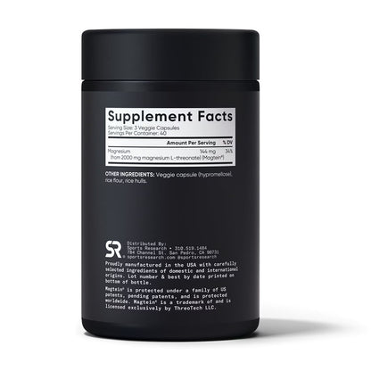 Sports Research Magnesium L-Threonate, 120 Capsules
