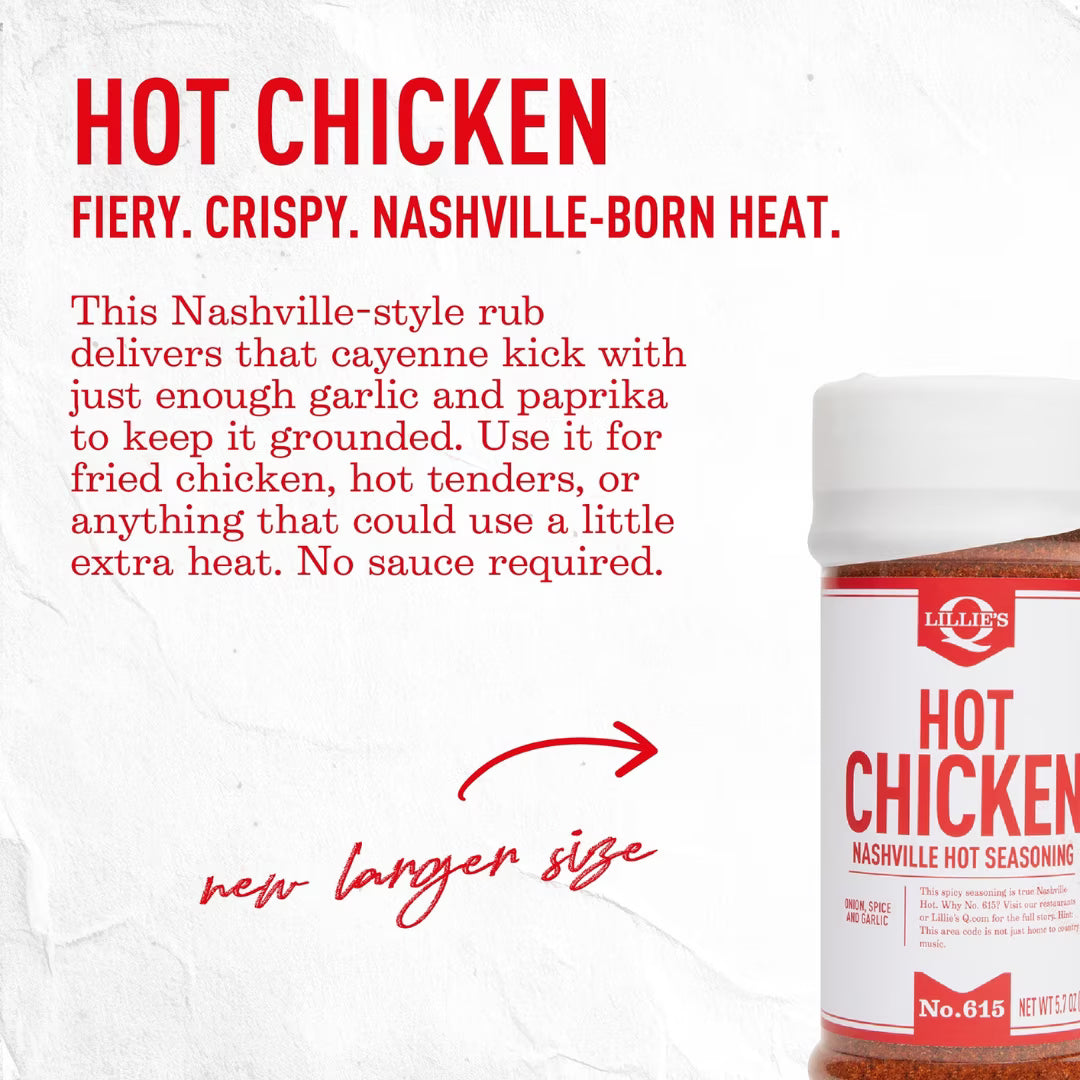Lillie’s Q Nashville Hot Chicken Seasoning – Spicy Nashville Hot Seasoning & Chicken Rub; 5.7 oz