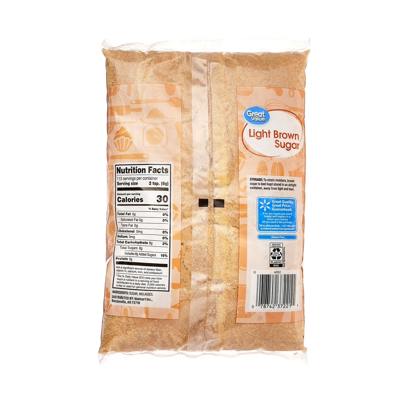 (12 pack) Great Value Light Brown Sugar, 32 oz