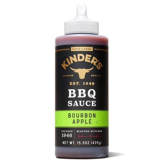 (6 pack) Kinder's Gold Label Bourbon Apple BBQ Sauce, 15.5 oz Squeeze Bottle