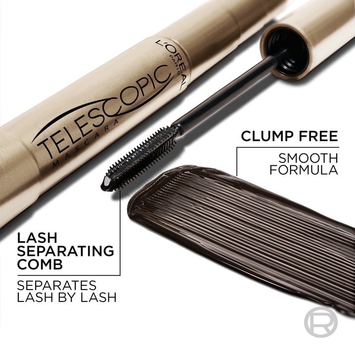(2 pack) L'Oreal Paris Telescopic Original Washable Intense Lengthening Mascara, Black, 0.27 fl. oz.
