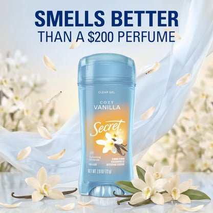Secret Fresh Antiperspirant Deodorant for Women, Clear Gel, Cozy Vanilla Scent, 2.6 oz