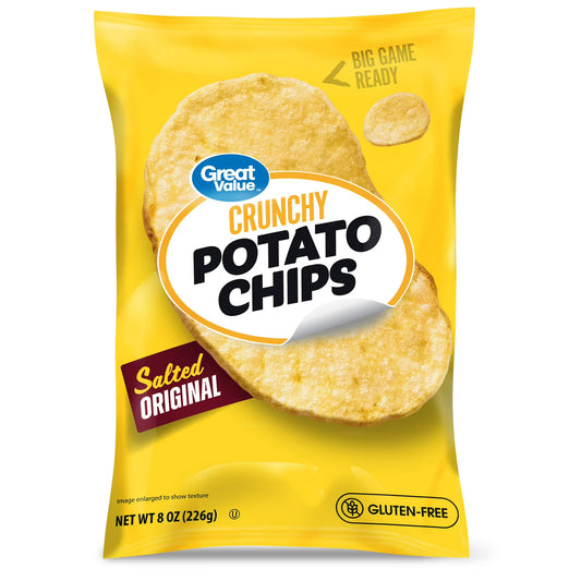 Great Value Salted Original Crunchy Potato Chips, 8 oz