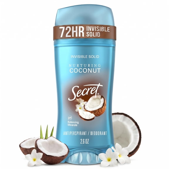 Secret Invisible Solid Antiperspirant Deodorant, Coconut Scent, 2.6 oz