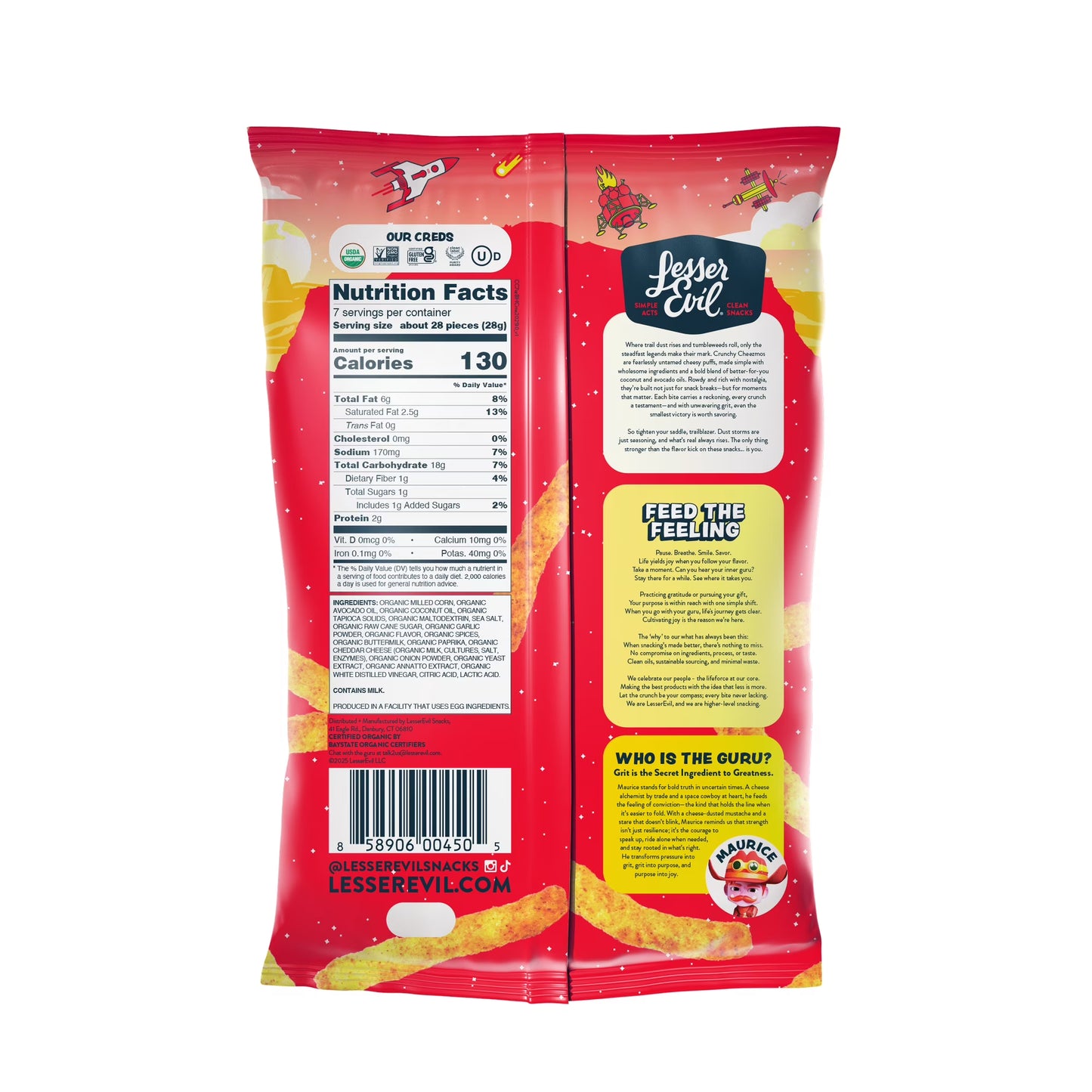 LesserEvil Cheezmos, Blazin' Hot Cheddar, 7oz