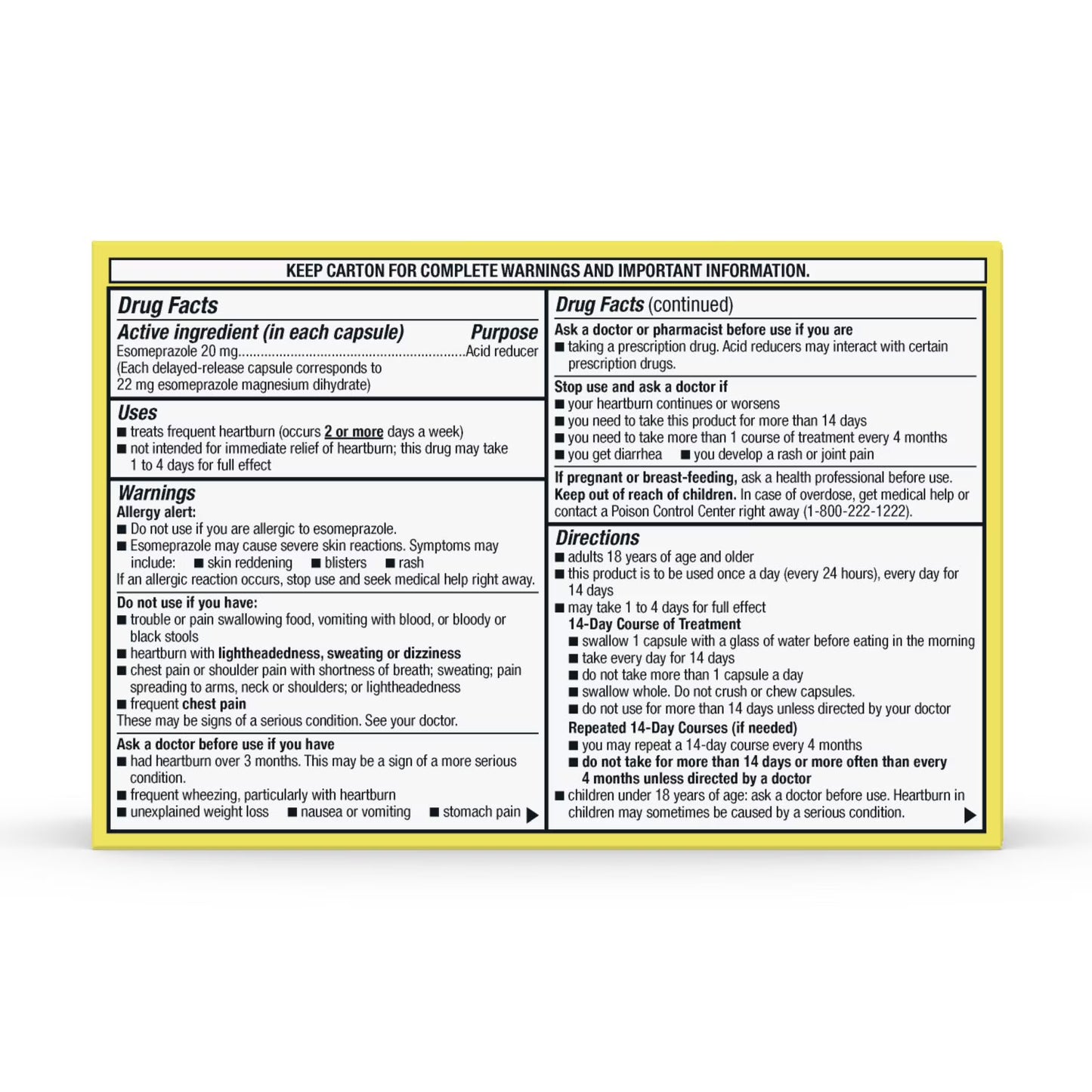 Member's Mark Esomeprazole Magnesium Capsules, 20 mg, 42 ct.