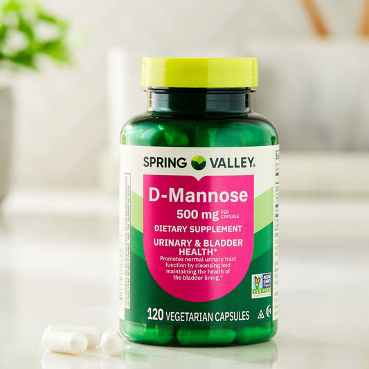 Spring Valley D-Mannose Urinary Tract Support Dietary Supplement, 500 mg, 120 Vegetarian Capsules