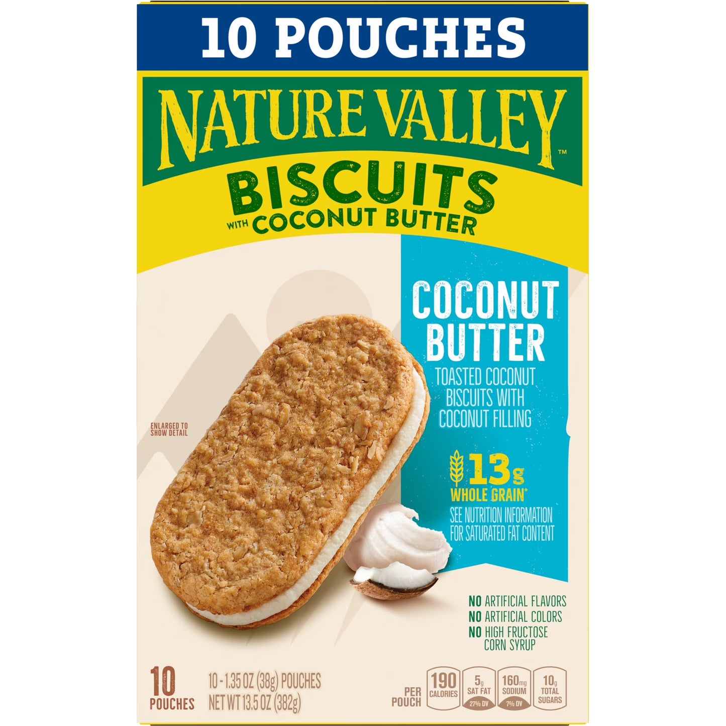 Nature Valley Biscuit Sandwiches, Coconut Butter, Snack Bars, 10 Bars, 13.5 oz