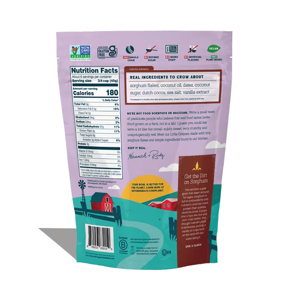 Seven Sundays Little Crispies Cocoa Crunch Breakfast Cereal, Gluten-Free, Crisp Texture, 8 oz