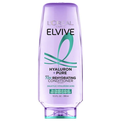 L'Oreal Paris Elvive Hyaluron Pure Moisturizing Hair Conditioner for Oily Hair, 13.5 fl oz