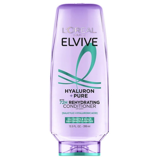 L'Oreal Paris Elvive Hyaluron Pure Moisturizing Hair Conditioner for Oily Hair, 13.5 fl oz