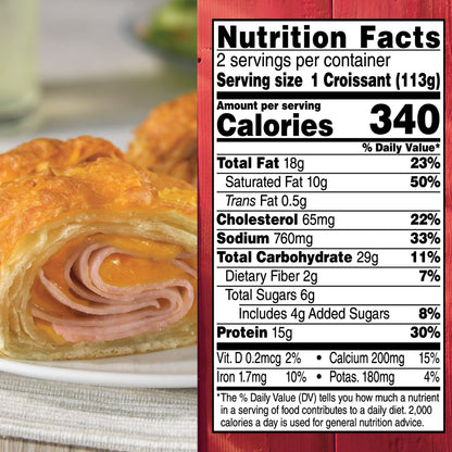 Hillshire Farm Ham & Cheese Stuffed Croissants, 8 oz, 2 Count (Frozen)