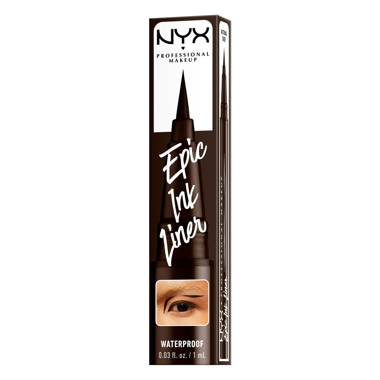 NYX Professional Makeup Epic Ink Liner, Waterproof Liquid Eyeliner, Dark Chocolate, 0.03 fl oz