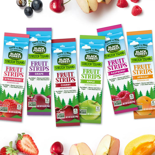 Black Forest Stretch Island Fruit Strips, Variety Pack, 48 Count, Cherry, Apple, Raspberry, Grape, Strawberry, and Apricot, Zero Grams Added Sugar, Non-GMO