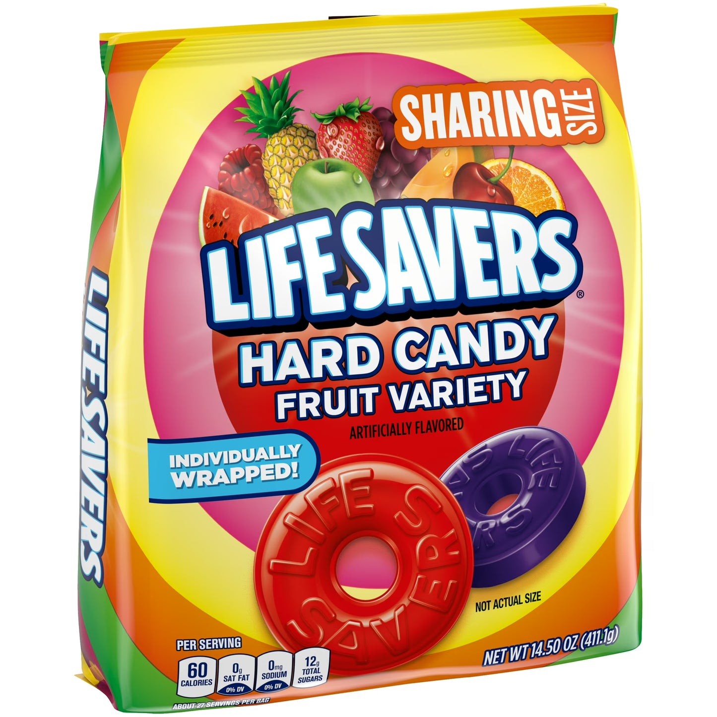 Life Savers Hard Candy Fruit Variety Candy Bag, Sharing Size, 14.5 oz, 108 Ct