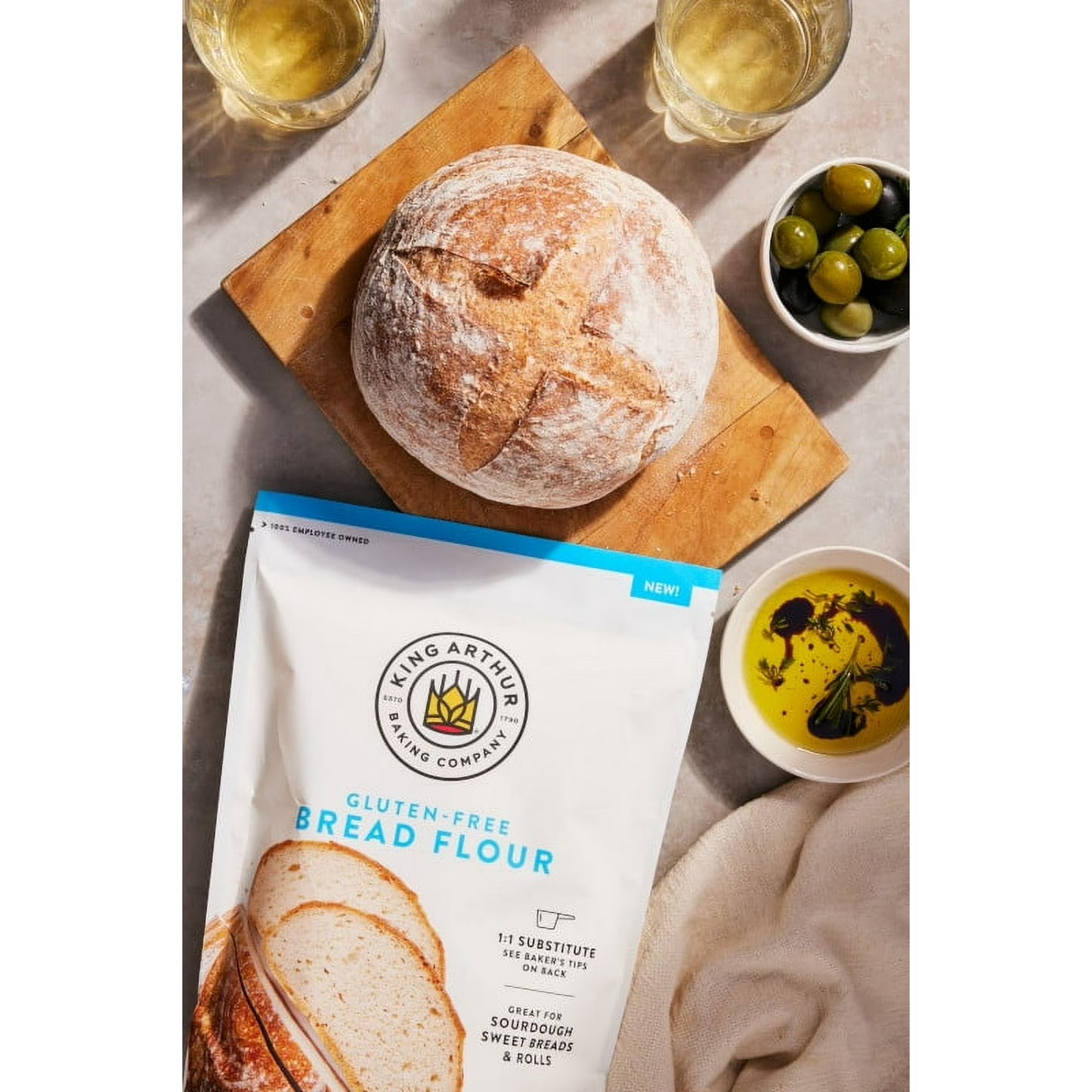 King Arthur Baking Company Certified Gluten-Free, 1:1 Flour Replacement Bread Flour, 2 lb Bag