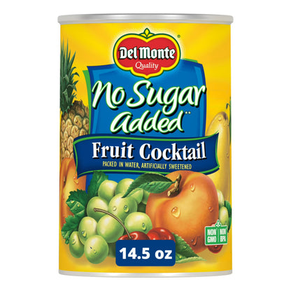 (12 pack) Del Monte No Sugar Added Mixed Fruit Cocktail, Canned Fruit, 14.5 oz Aluminum Can