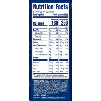 HONEY MAID Fresh Stacks Graham Crackers, Travel Snacks, 12.2 oz (6 Multi Snack Packs)