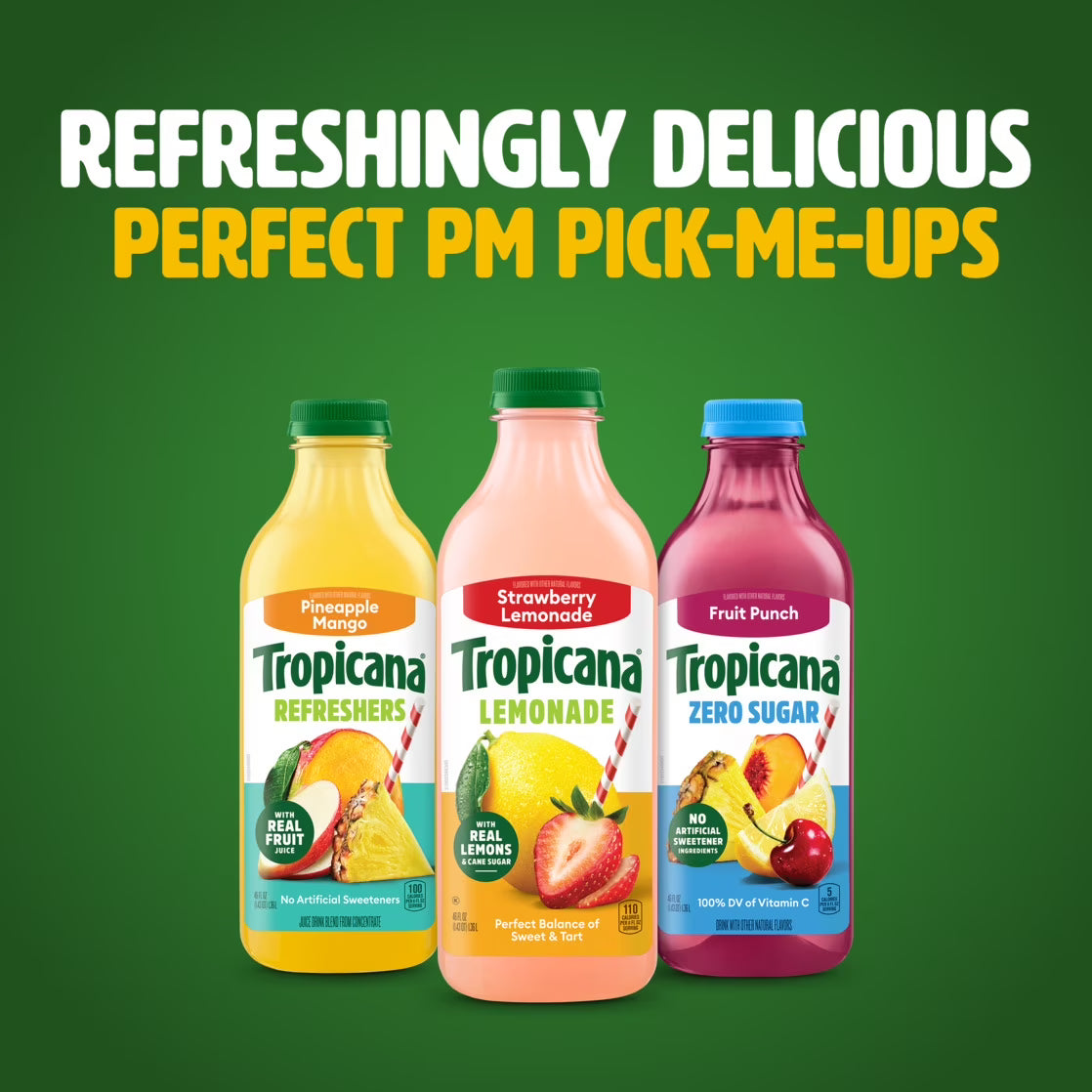 Tropicana Refreshers Strawberry Lemonade, Made with Real Lemons, 46 fl oz Bottle