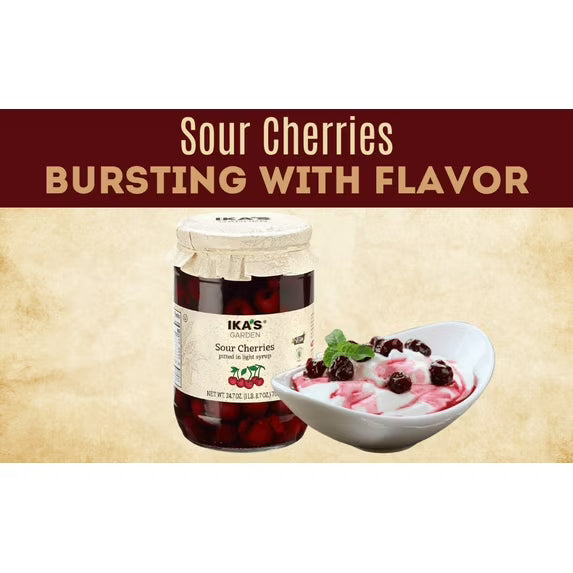 Ika’s Garden Pitted Sour Cherries in Light Syrup, 24.7 oz Jar