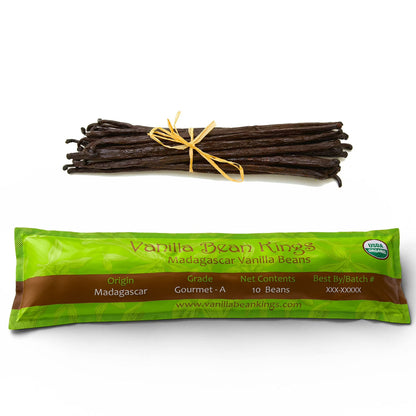 10 Organic Madagascar Vanilla Beans - Whole Grade A Vanilla Pods for Vanilla Extract and Baking