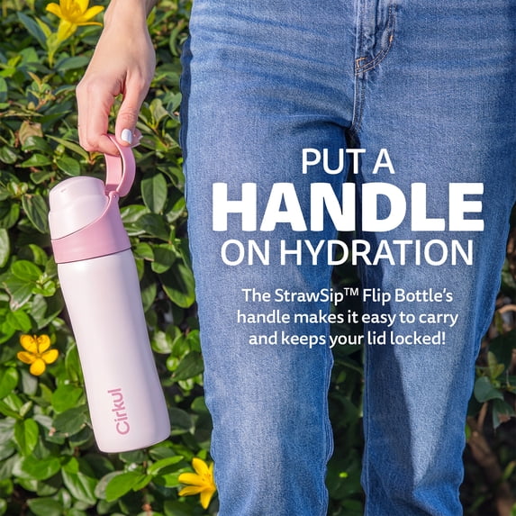 Cirkul 26oz Stainless Steel Flip Bottle with StrawSip Lid, Blush Pink