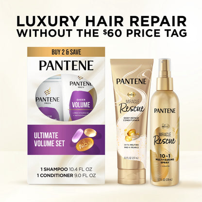 Pantene Pro-V Volume Shampoo and Conditioner Set 10.4 fl oz + 9.0 fl oz, All Hair Types