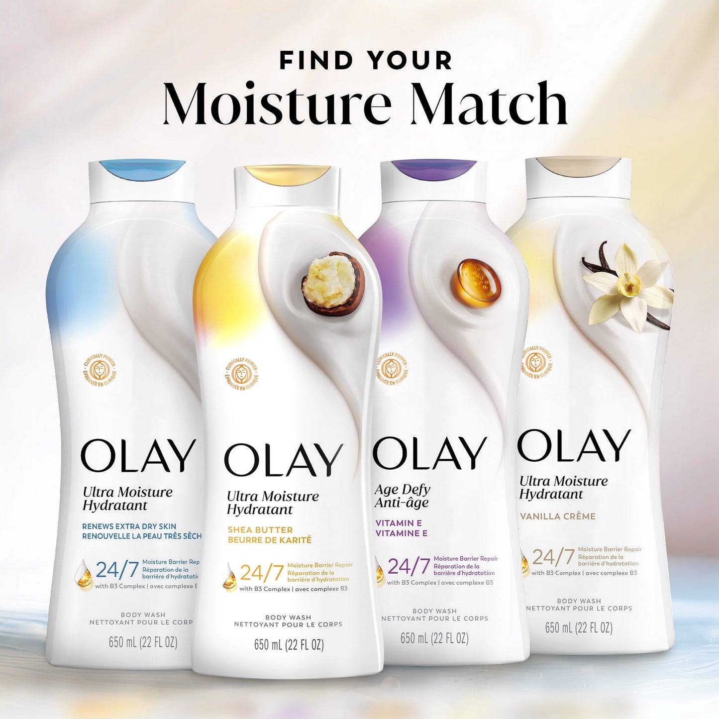 Olay Ultra Moisture Body Wash with Shea Butter, Vitamin B3 and Hyaluronic Blend, 22 fl oz